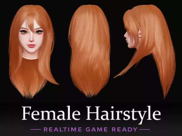 Female Hairstyle - Realtime Game Ready Free low-poly 3D model
