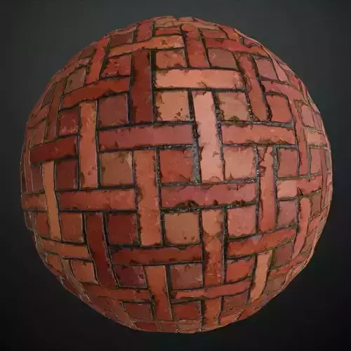 Basketweave Red Clay Brick Paving PBR Seamless Texture