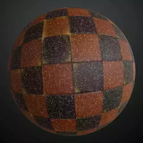 Retro Checkered Granite Tiles PBR Seamless Texture