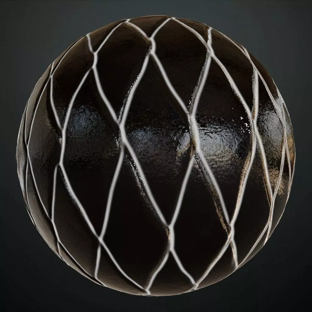 Glossy Obsidian Diamond Quilted Tiles PBR Seamless Texture