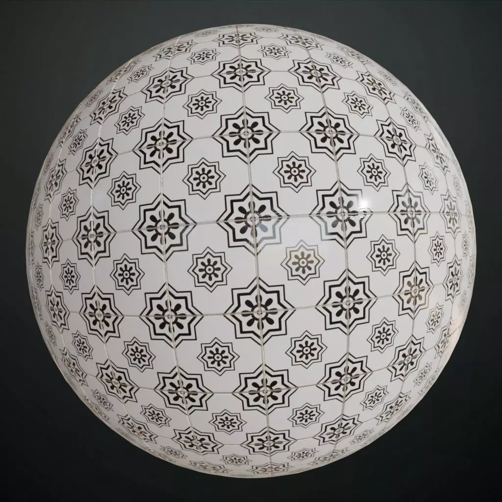 Decorative Mediterranean Star Tiles PBR Seamless Texture