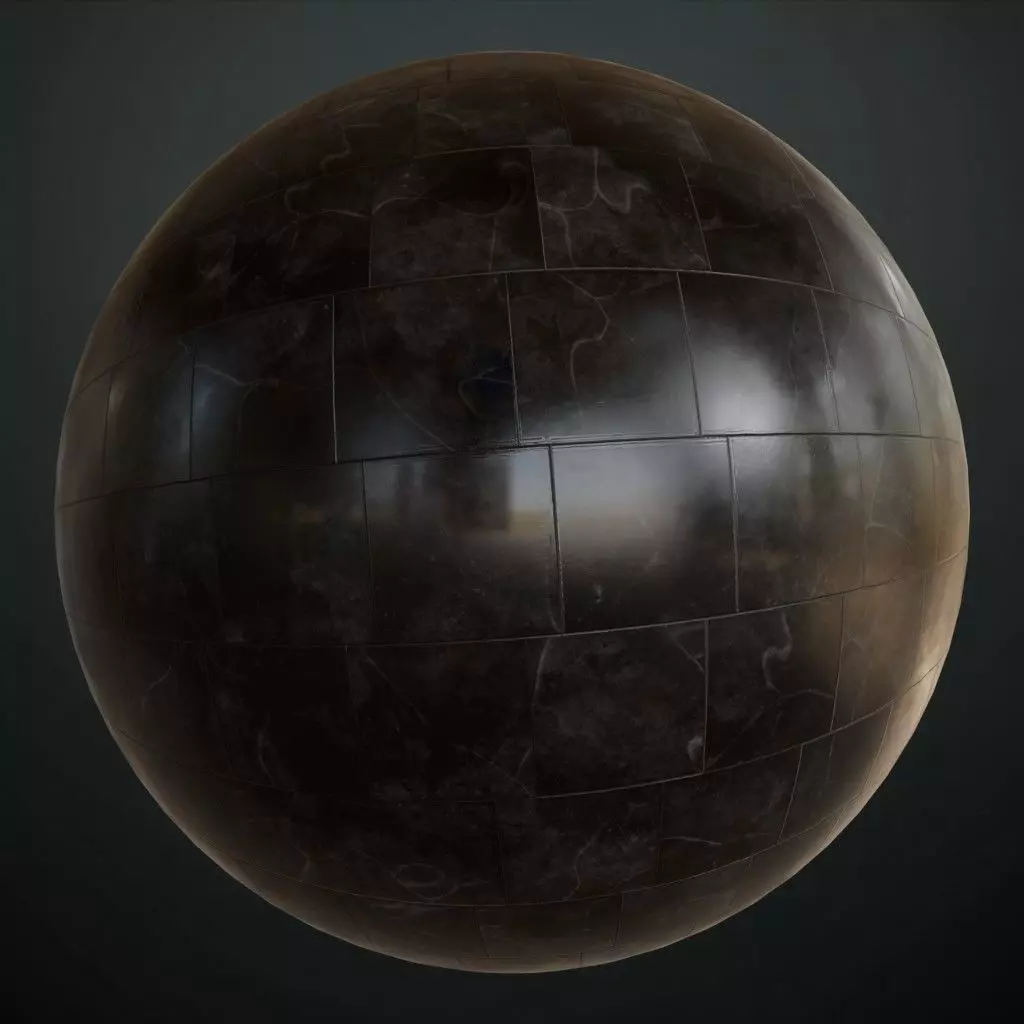 Polished Charcoal Veined Marble Blocks PBR Seamless Texture