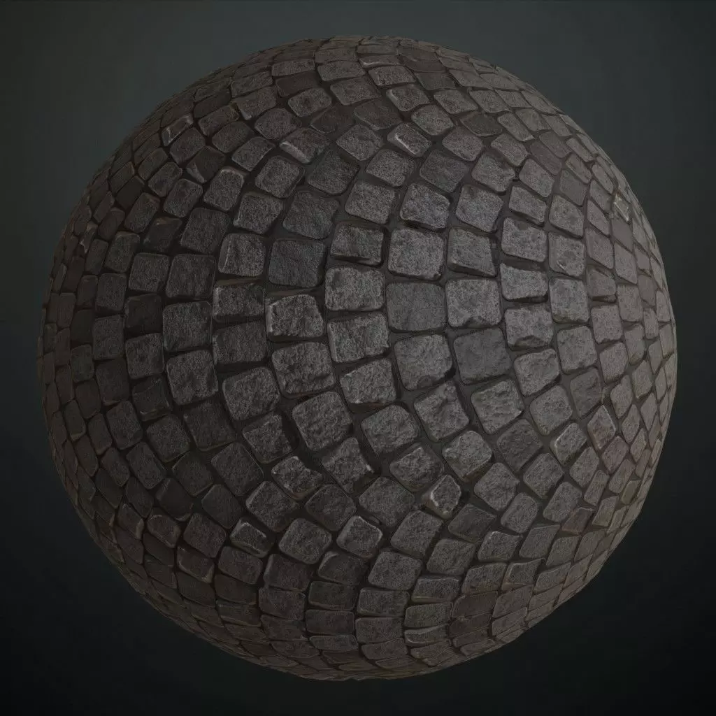 Grey Granite Fan Paving PBR Seamless Texture