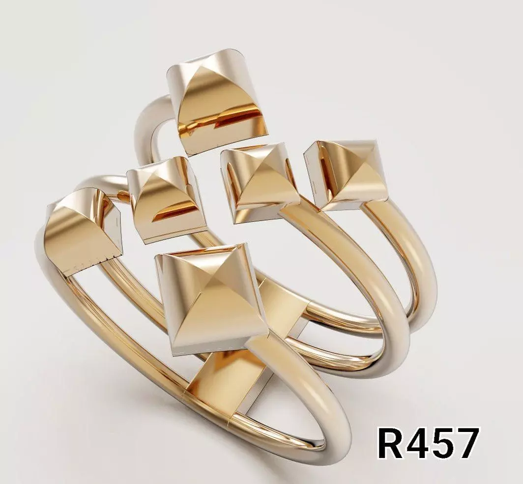 PYRION Modern Geometric Women Gold Ring 3D print model