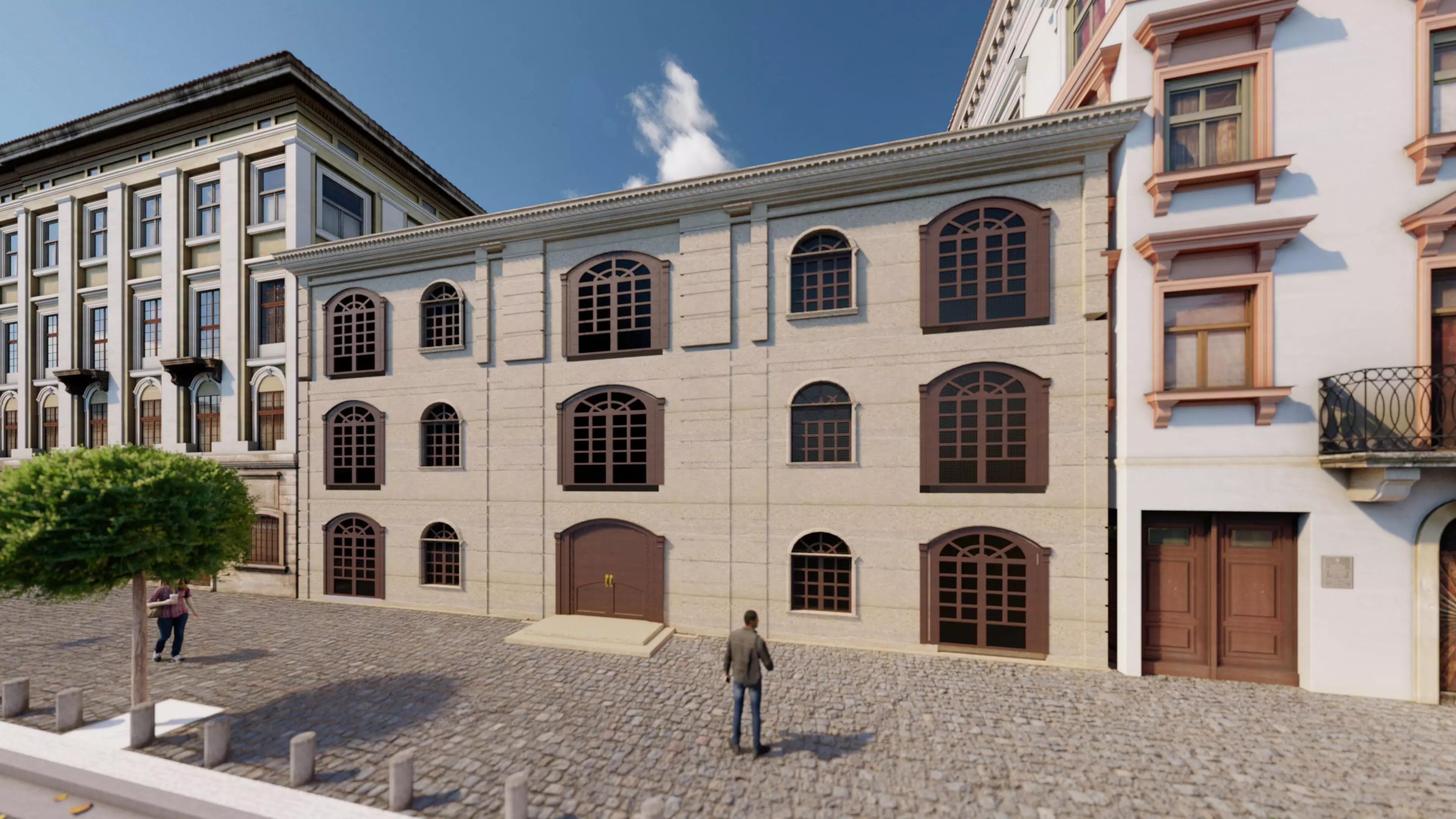 Classic stone facade-Building Classic Facade Element 3D model