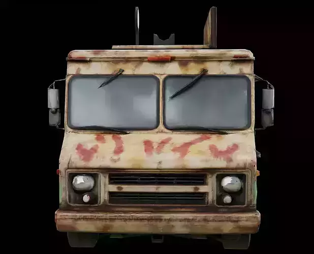Rusted Taco Truck Weathered Street Food Van Game Ready PBR Low-poly 3D model 4