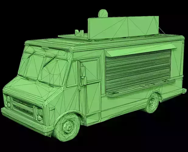 Rusted Taco Truck Weathered Street Food Van Game Ready PBR Low-poly 3D model 7