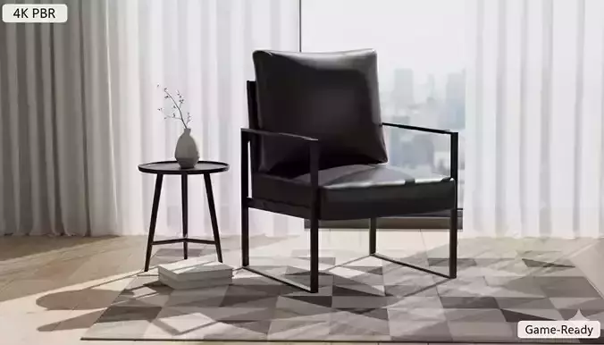 Modern Industrial Leather Armchair - MorisonDesign 4K PBR