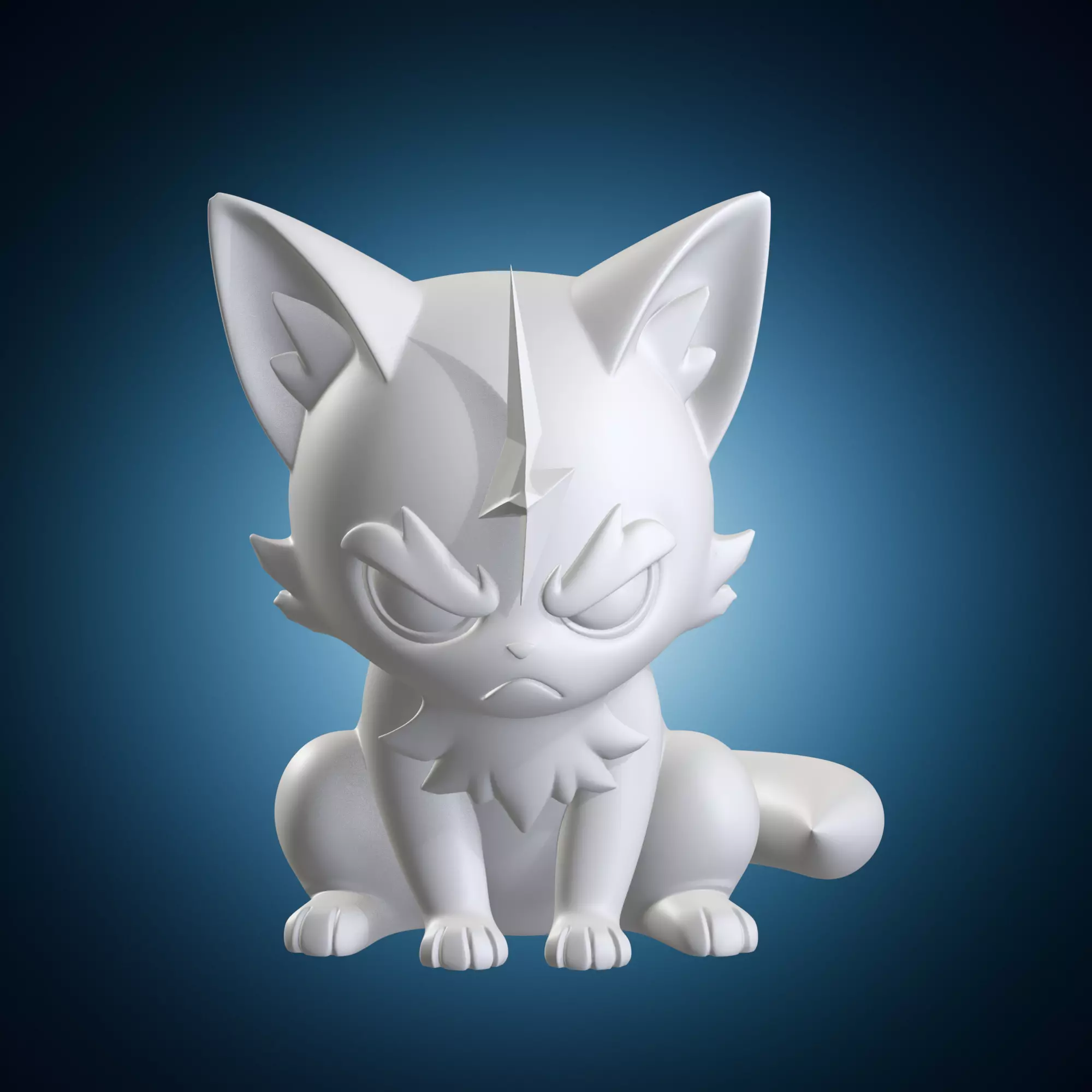 Angry Fox Cub Fantasy Chibi Style Figure 3D print model