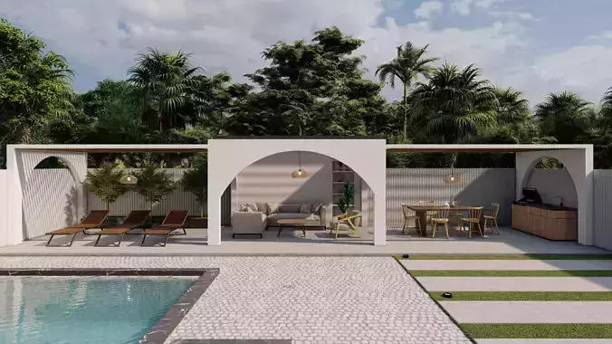Modern Villa Landscape Backyard Design Balinese style