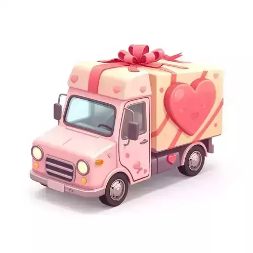 Stylized 3D Valentine Delivery Truck Model
