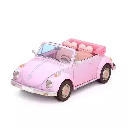 Stylized 3D Valentine Convertible Car Model