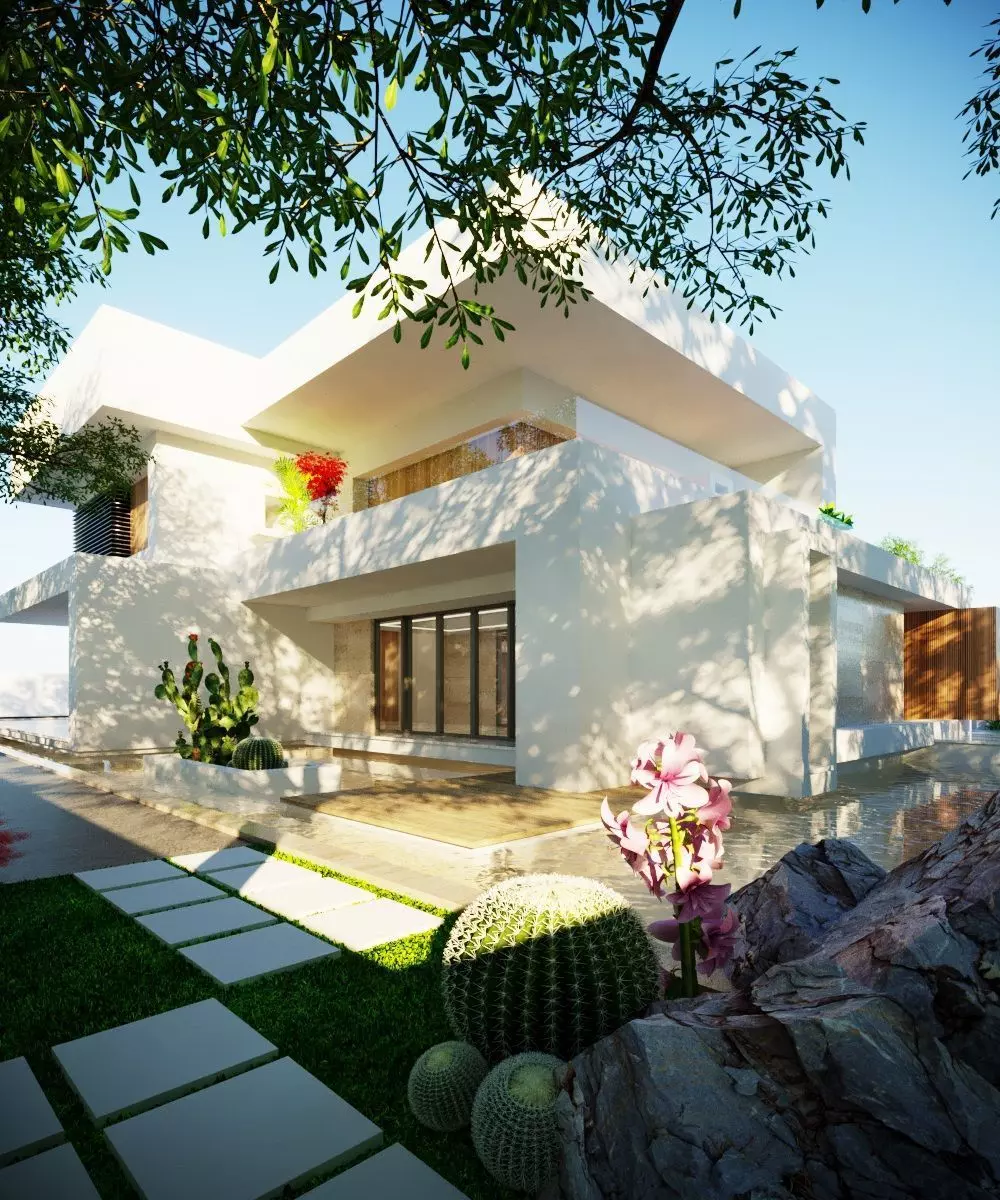 3d model Two-Story House Low-poly 3D model