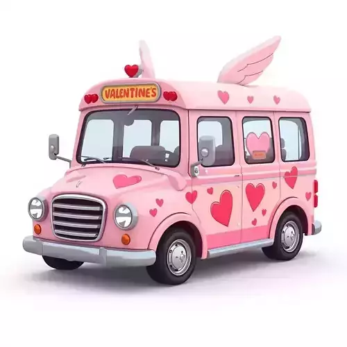 Stylized Valentine Mini Bus 3D Model