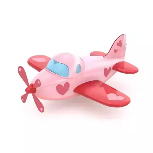 Stylized Valentine Airplane 3D Model