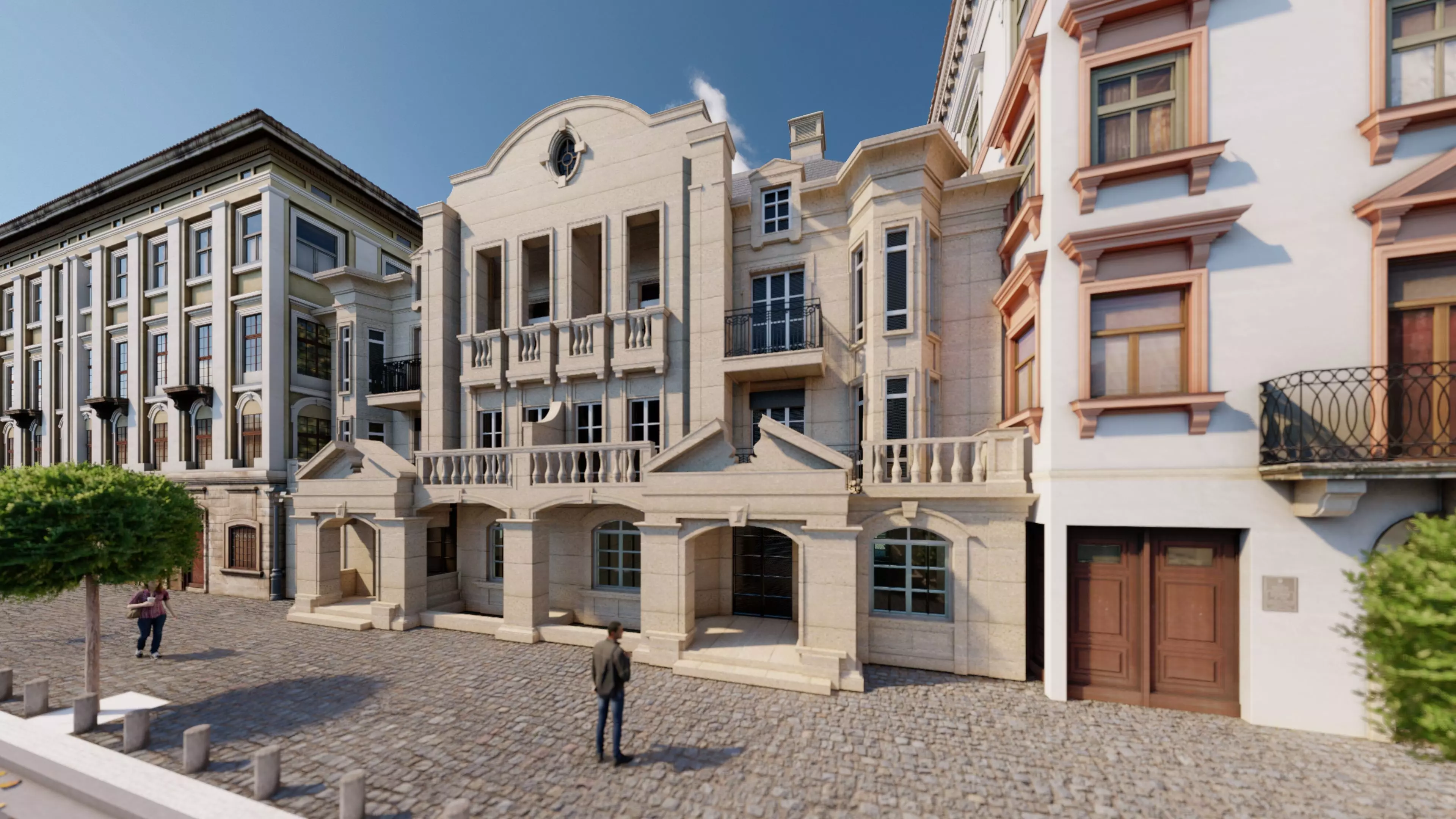 Classic stone facade-Building Classic Facade Element 3D model