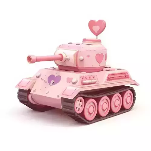 Stylized Valentine Battle Tank 3D Model