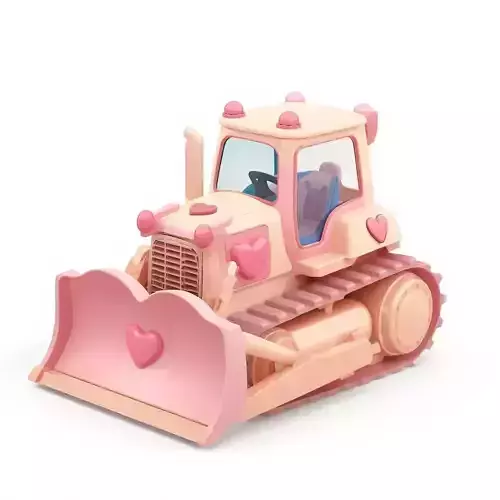 Stylized 3D Valentine  Bulldozer Model