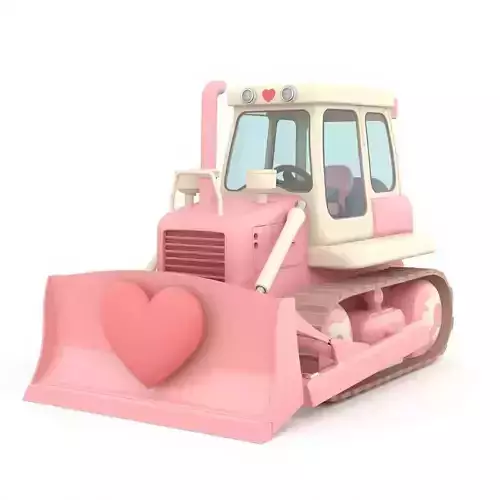 Stylized 3D Valentine Bulldozer Model