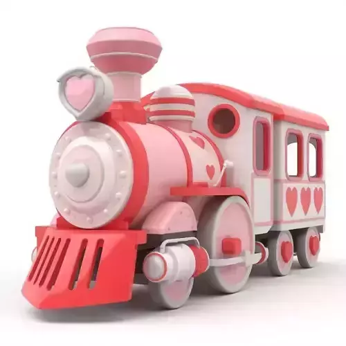 Stylized 3D Valentine Train Model