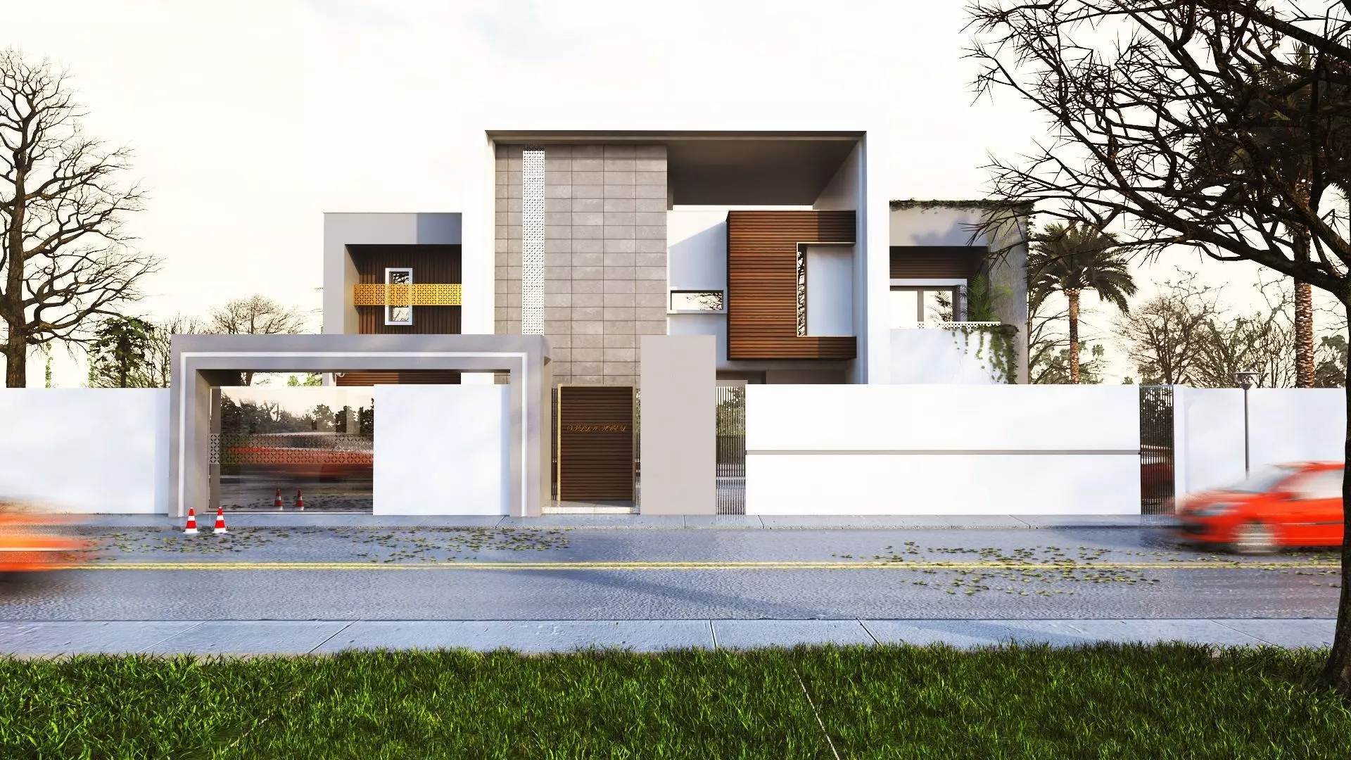 3D model represents a modern two-story house Low-poly 3D model