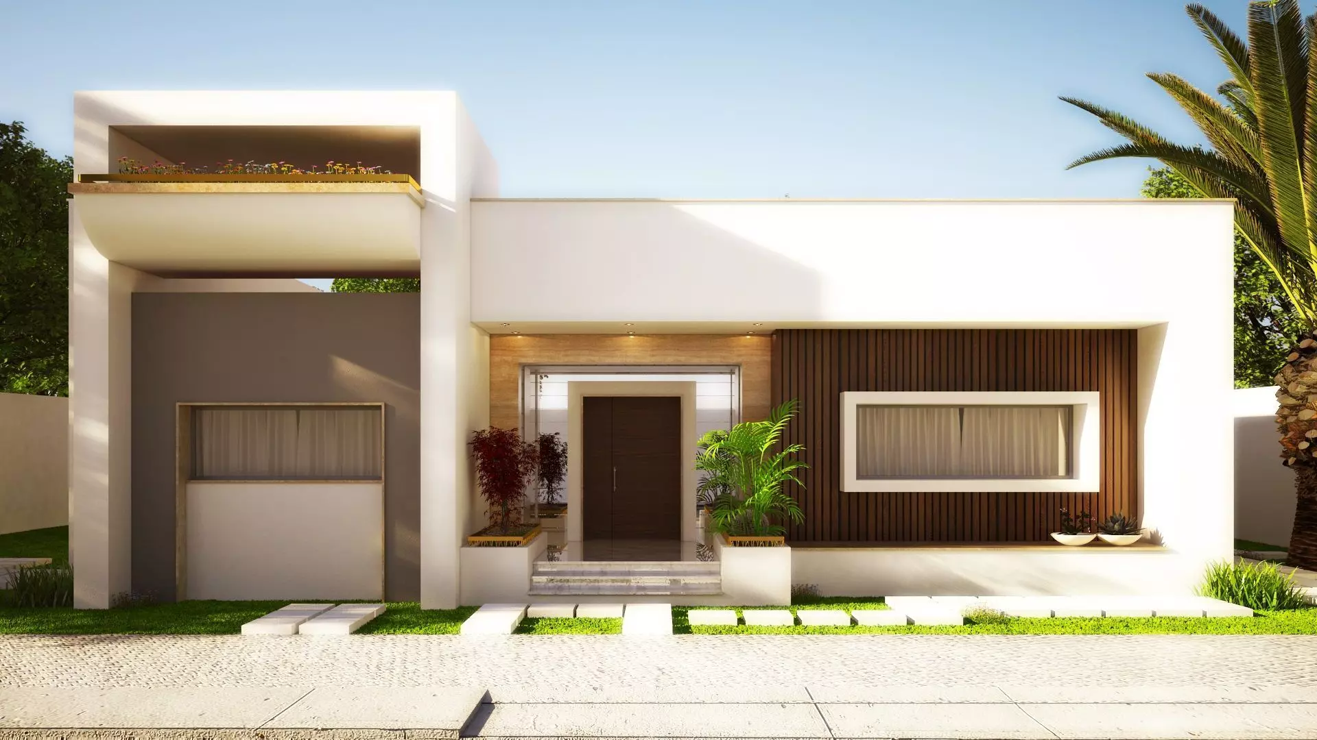 3D Model Modern Single-Story House Low-poly 3D model