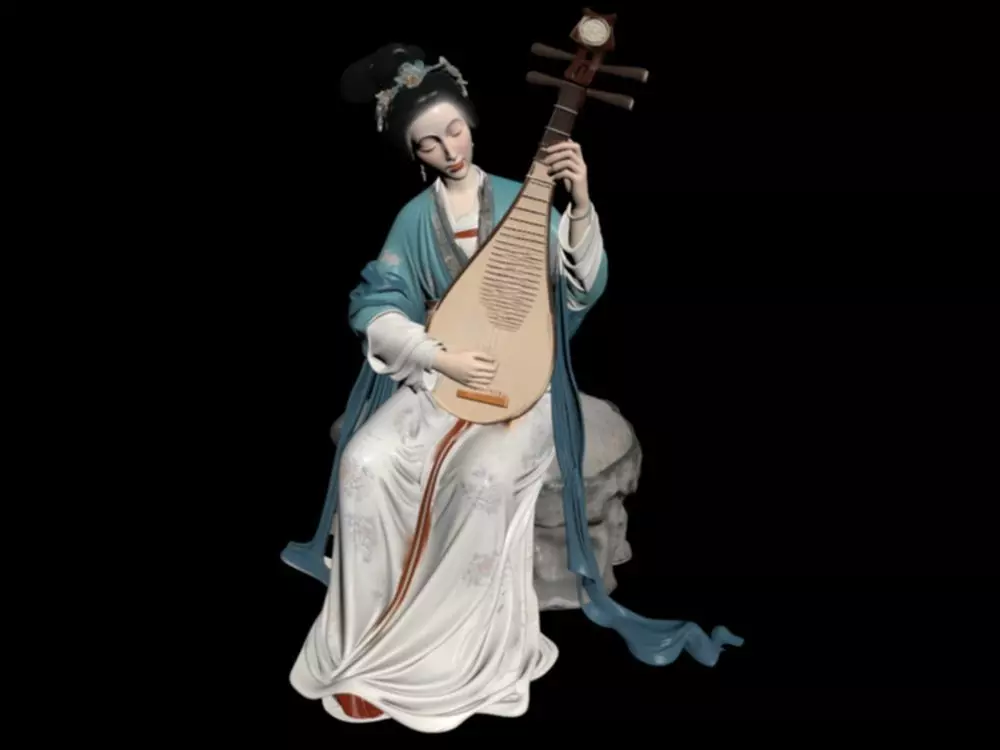 china chinese Ming and Song Dynasty Pipa Player 3D model