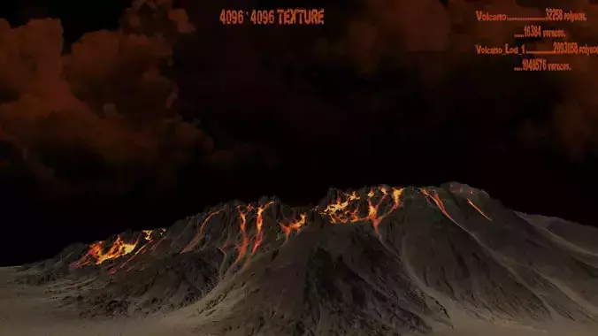 Volcano mountain with flames
