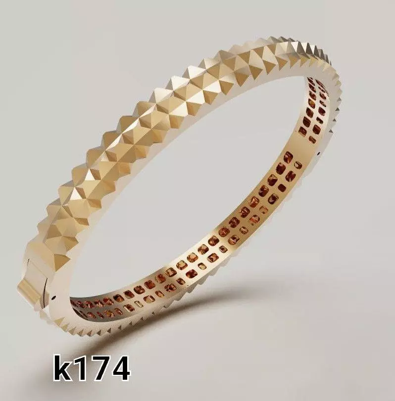 Faceted Pyramid Closed Bangle Bracelet 3D print model