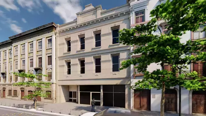 Classic stone facade-Building Classic Facade Element 3D model animated ...