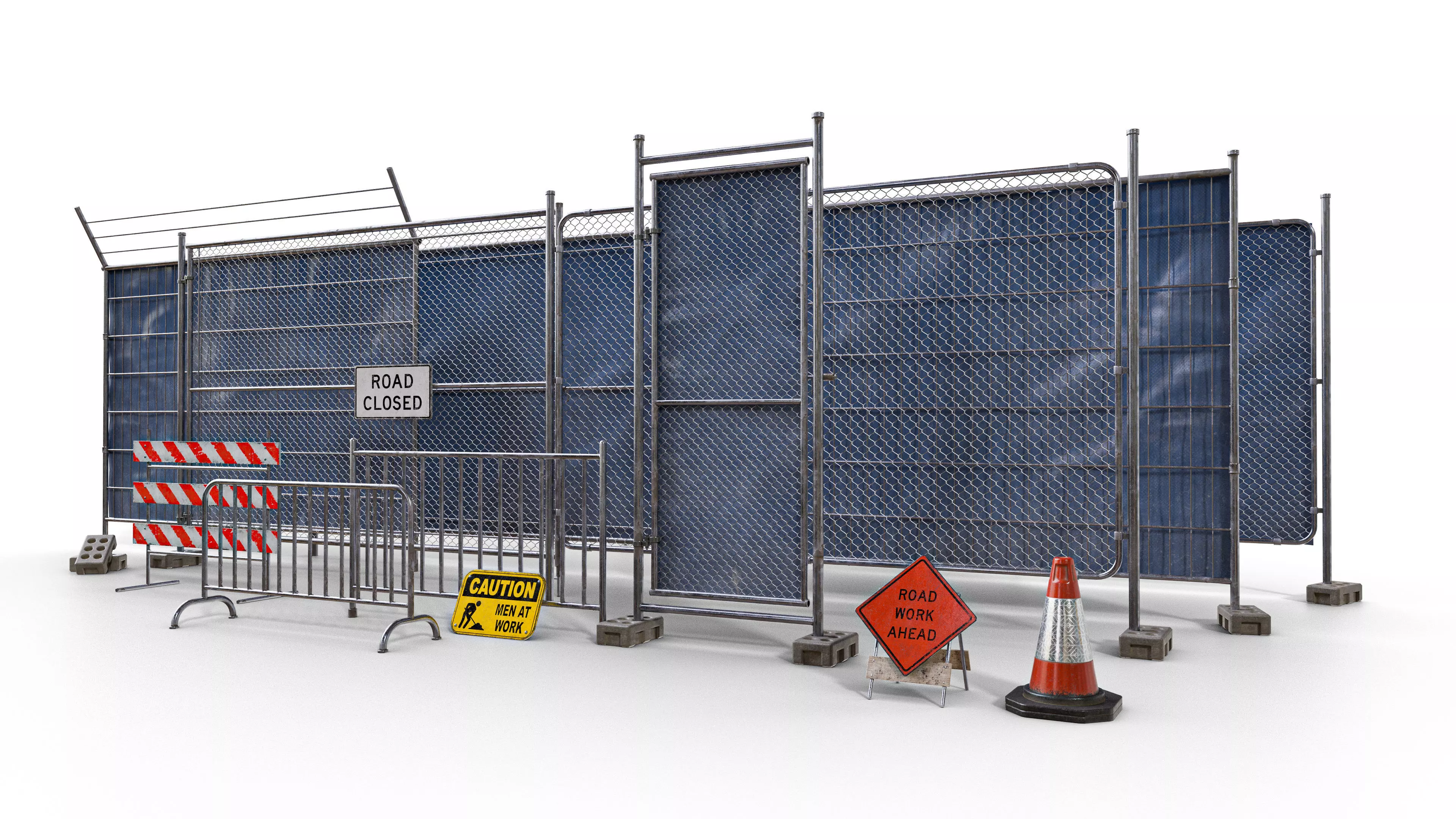 Construction Metal Fence Low-poly 3D model