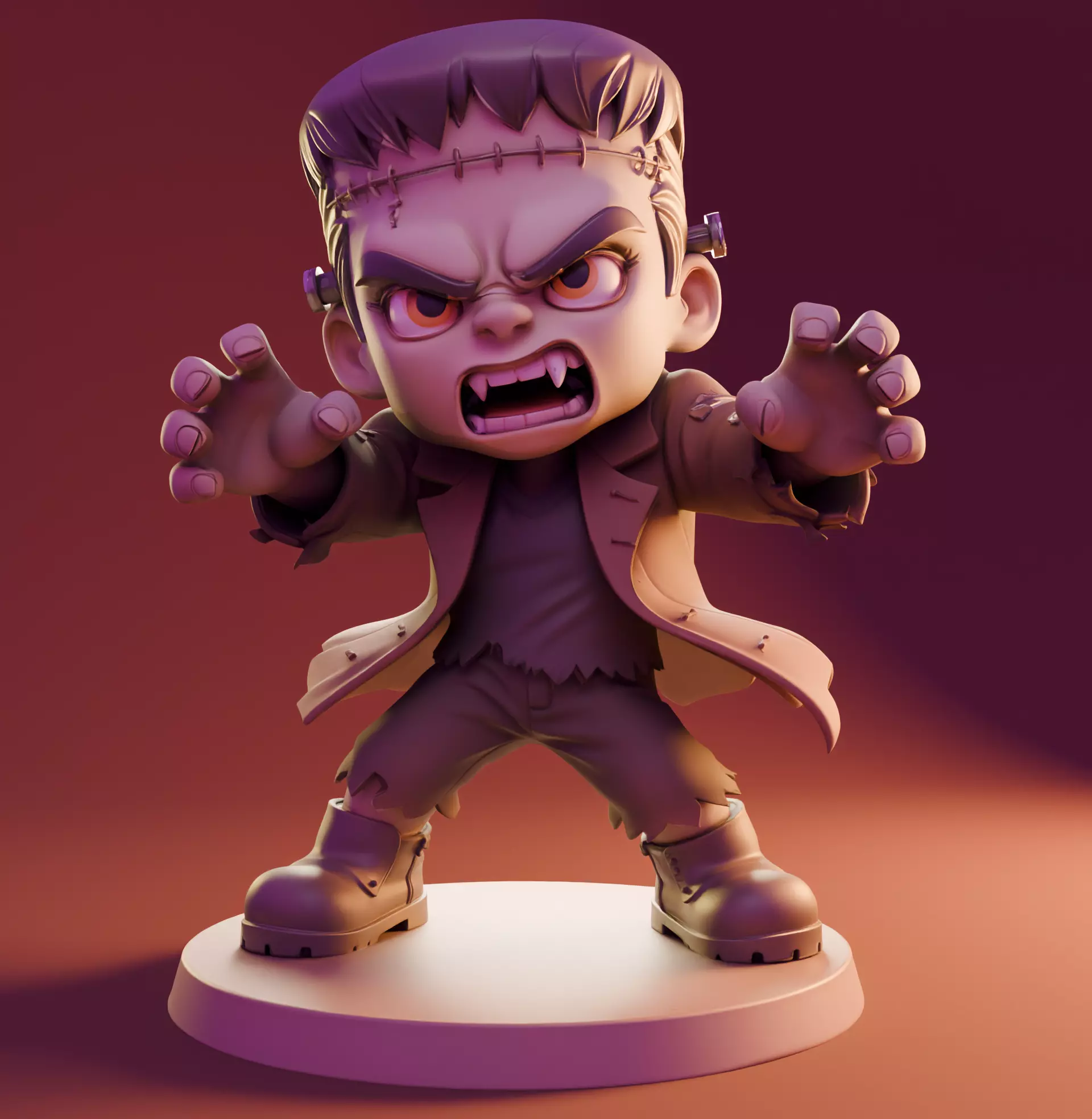 Frankenstein Chibi Classic Monster 3D Statue 3D print model