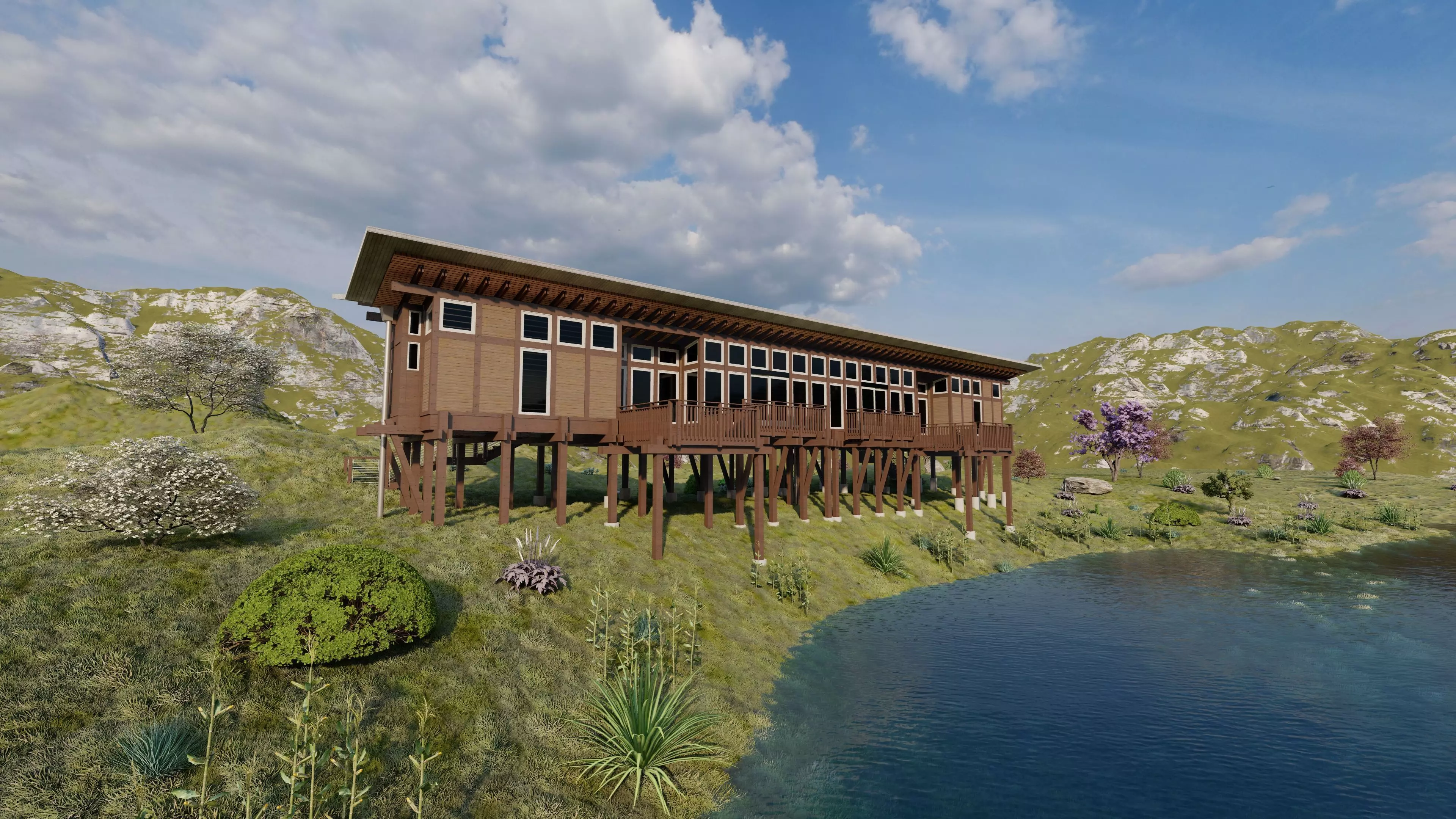 Hotel wood Beach-Hotel Beach Resort 3D model