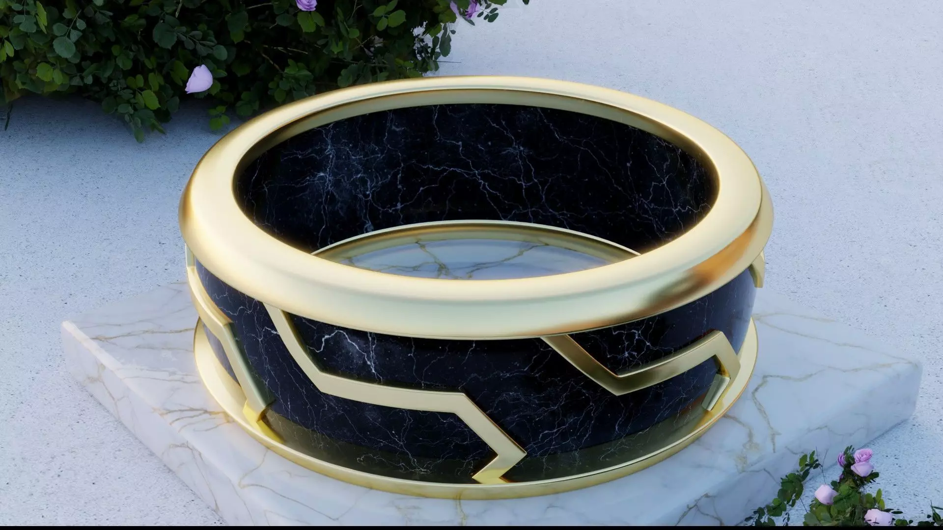 Gold and Marble ring 3D print model
