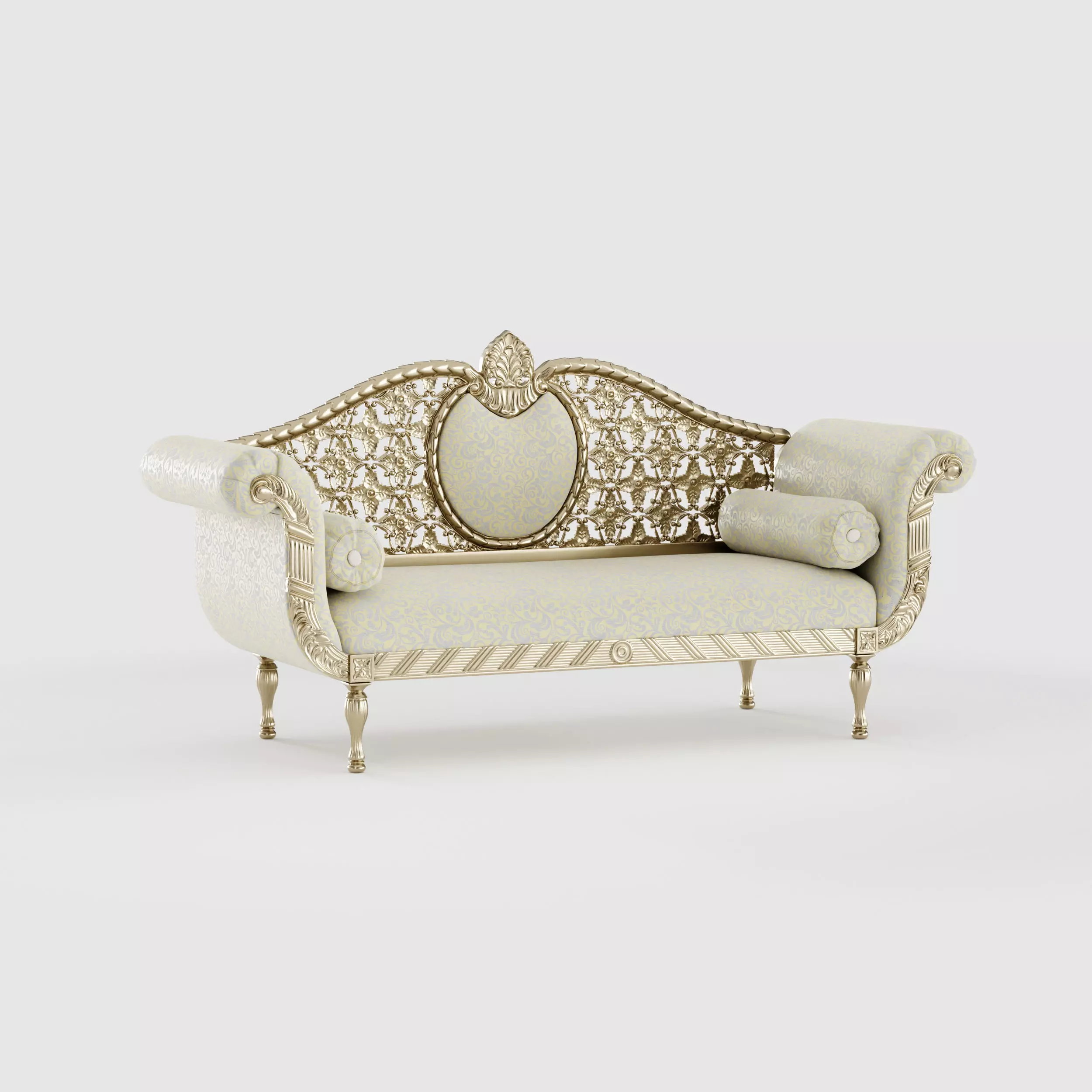 Luxury Classic Carved Sofa Gold White 3D Model Free 3D model