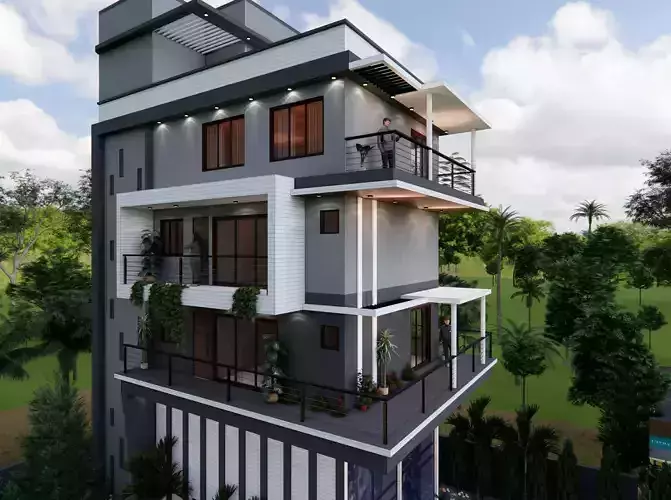 Modern Mixed Use Building - Commercial and Residential 3D model