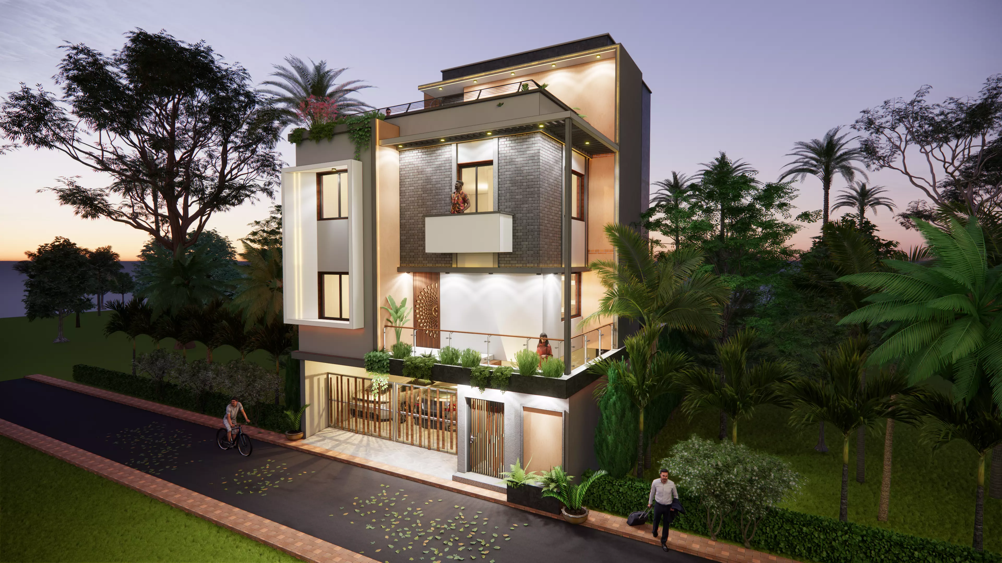 Contemporary 2story Residential Building - Modern House Exterior 3D model