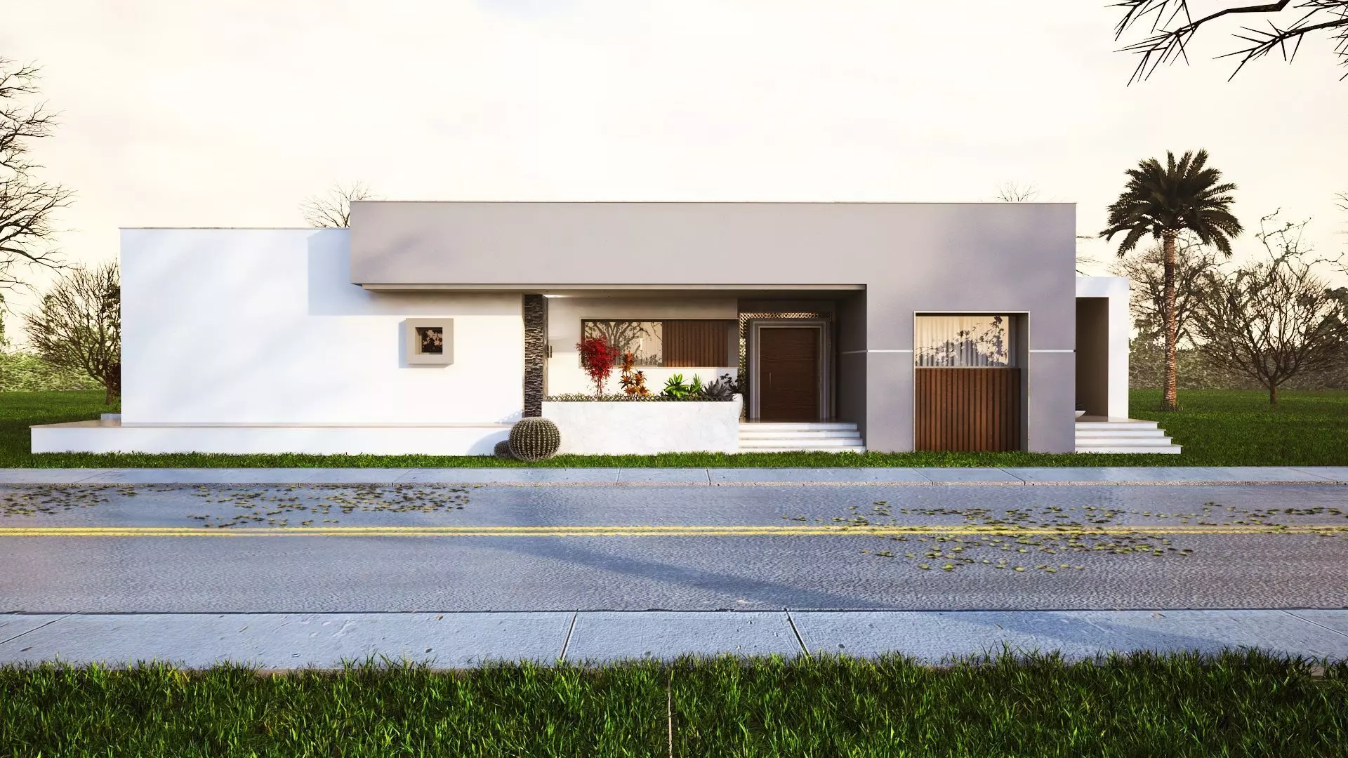 3D Model Modern House on Open Plot Low-poly 3D model