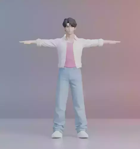 Jinu - KPop Demon Hunters T-pose Low-poly 3D model