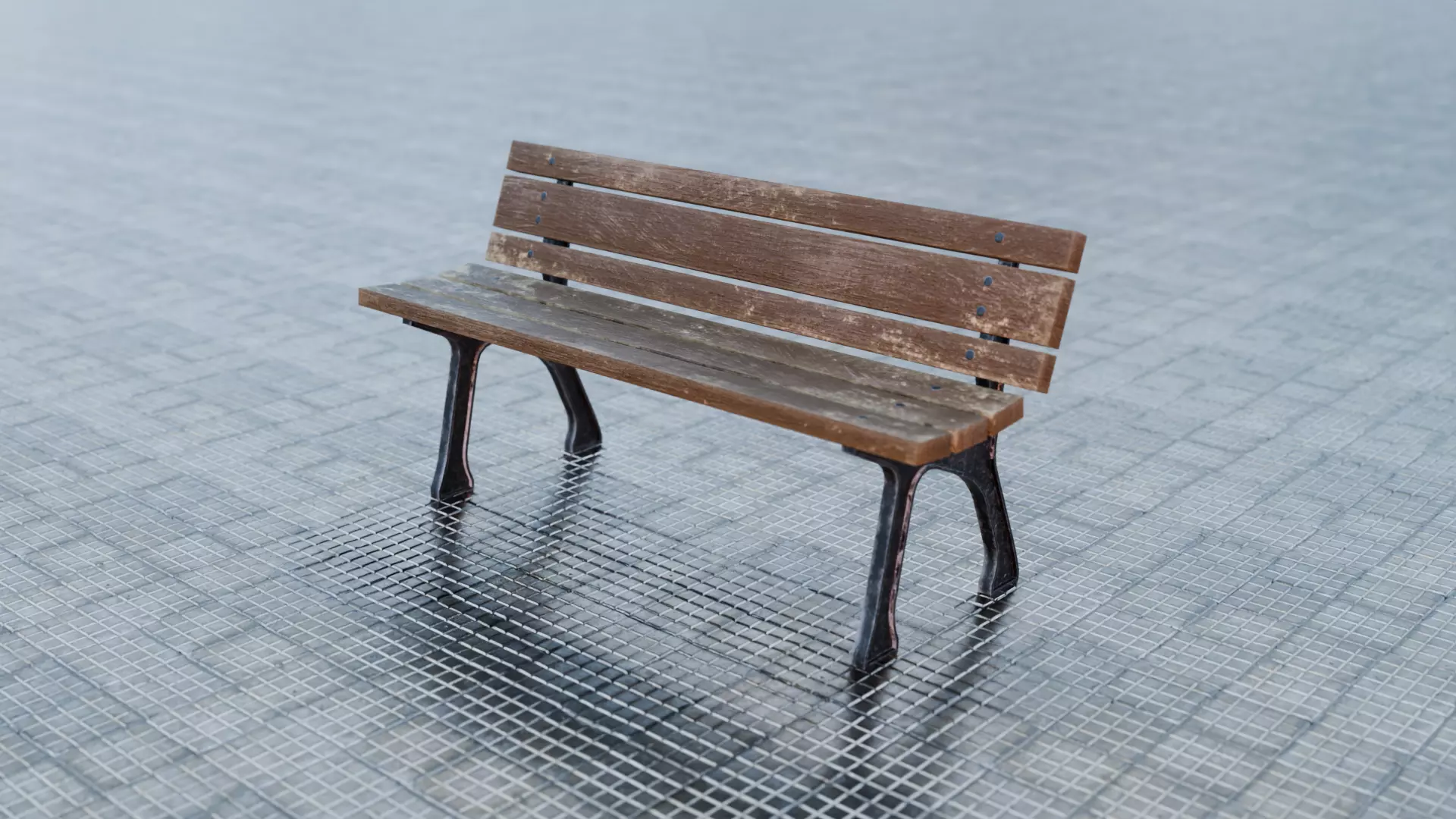 BENCH PARK TYPE RETRO FROM 1980s Low-poly 3D model