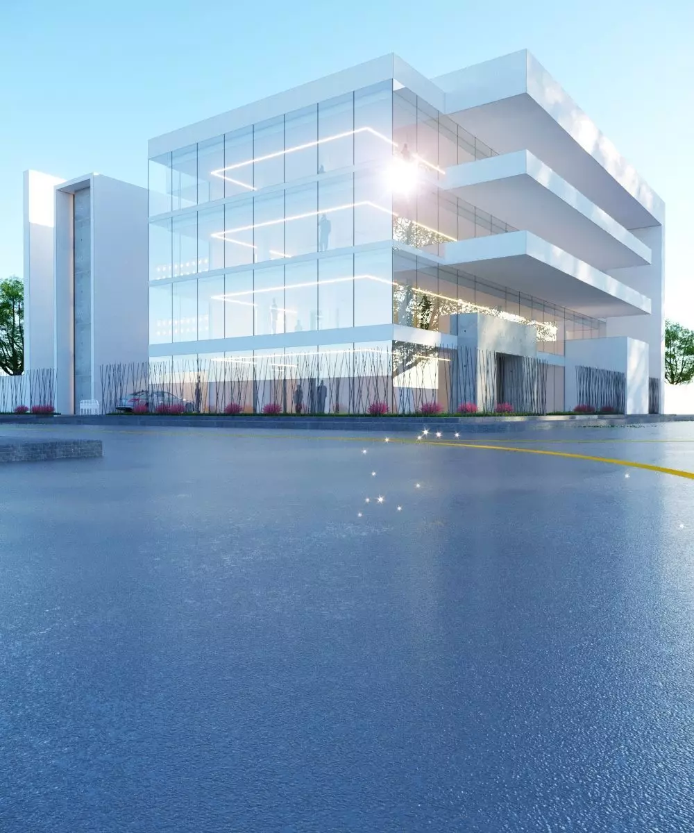 3D Model Bank Building at City Intersection Low-poly 3D model