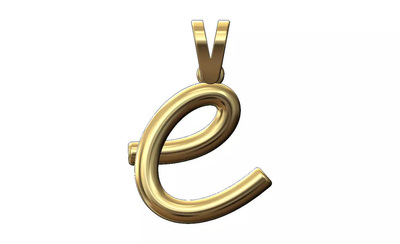E letter initial 3d lowercase wire pendant charm bail 3D print model