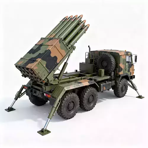 Mobile MLRS Artillery Truck 3D Model