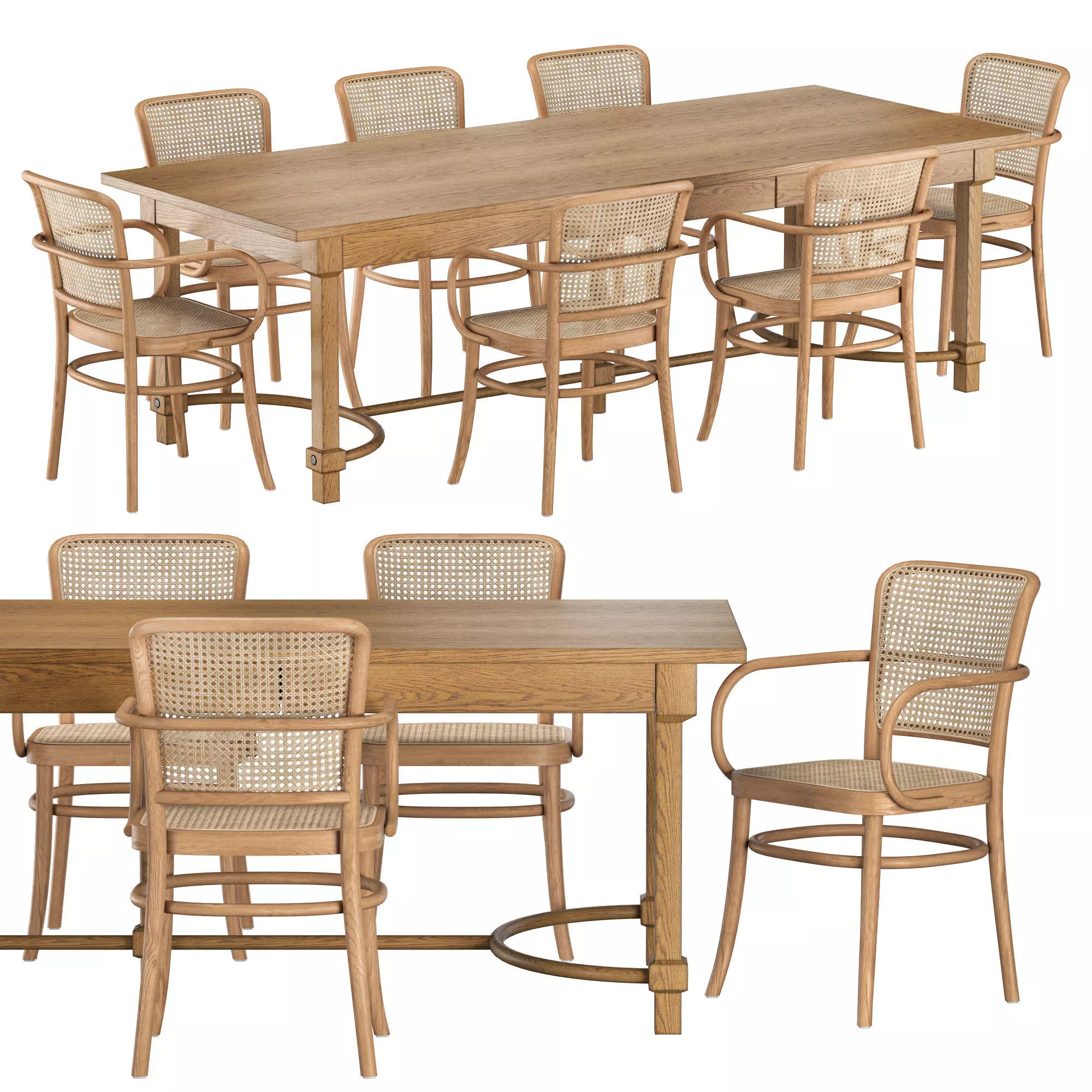 Edison Table JULIETTE CANE ARMCHAIR set 3D model