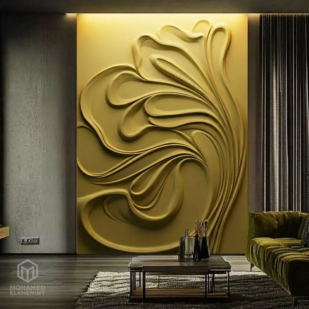 Modern Abstract Relief Panel Wall Decor Set STL Mural CNC 382 3D model