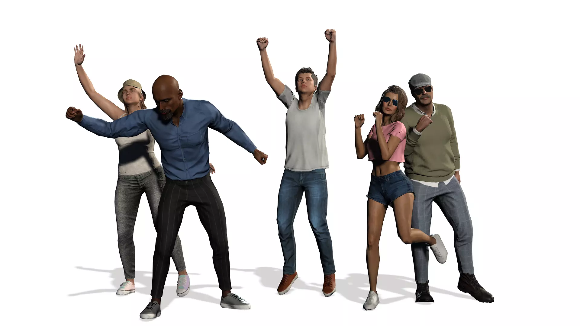 Low-poly Cheering Crowd Low-poly 3D model