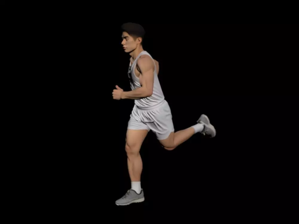China morning runners youth running marathon 3D model