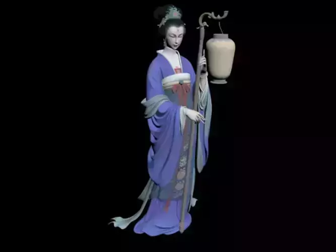 China Tang Song Ming Dynasty lantern elegant lady 3D model