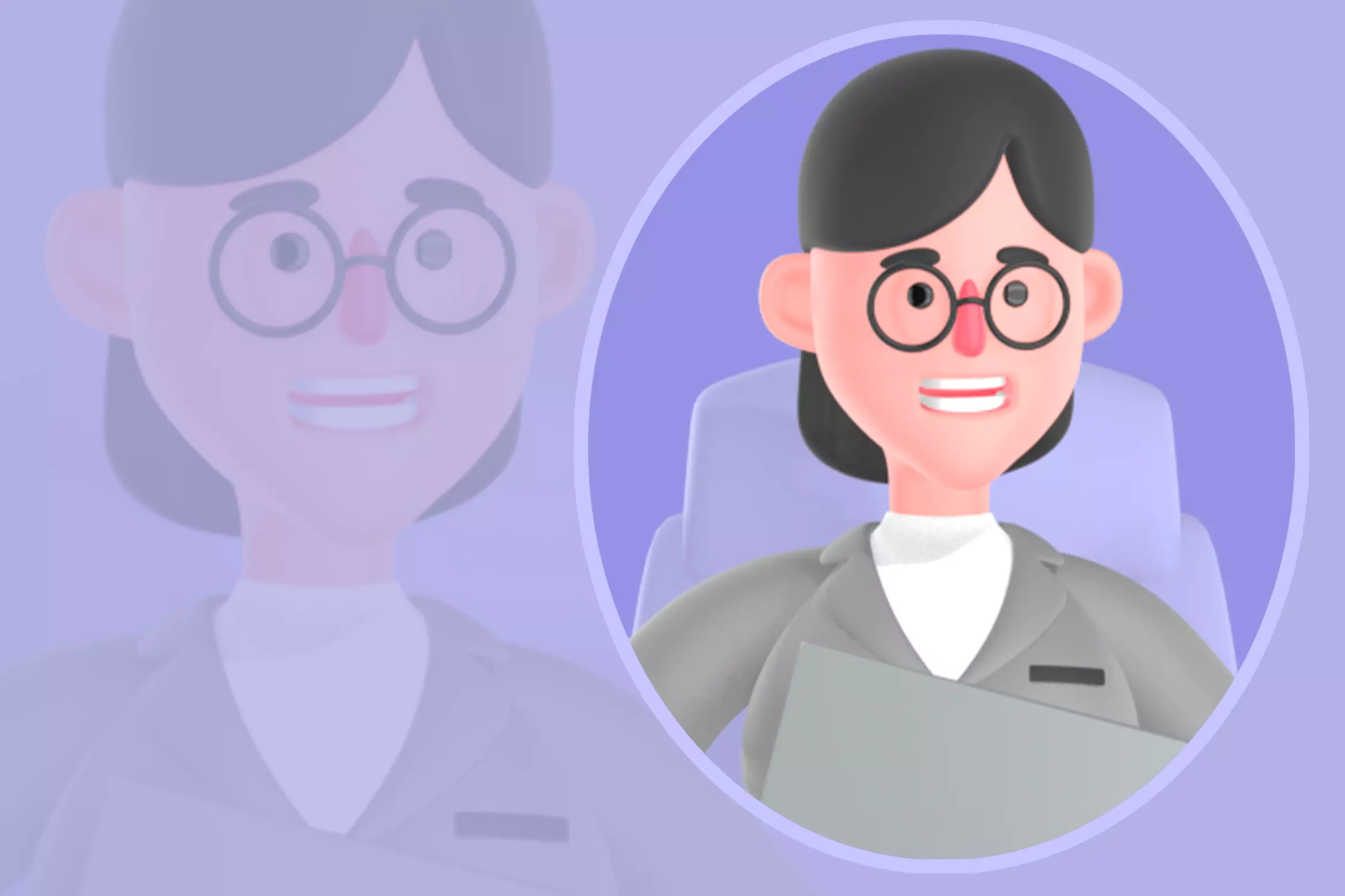 Stylized 3D Female Journalist Character - Focused Typing Pose 3D model