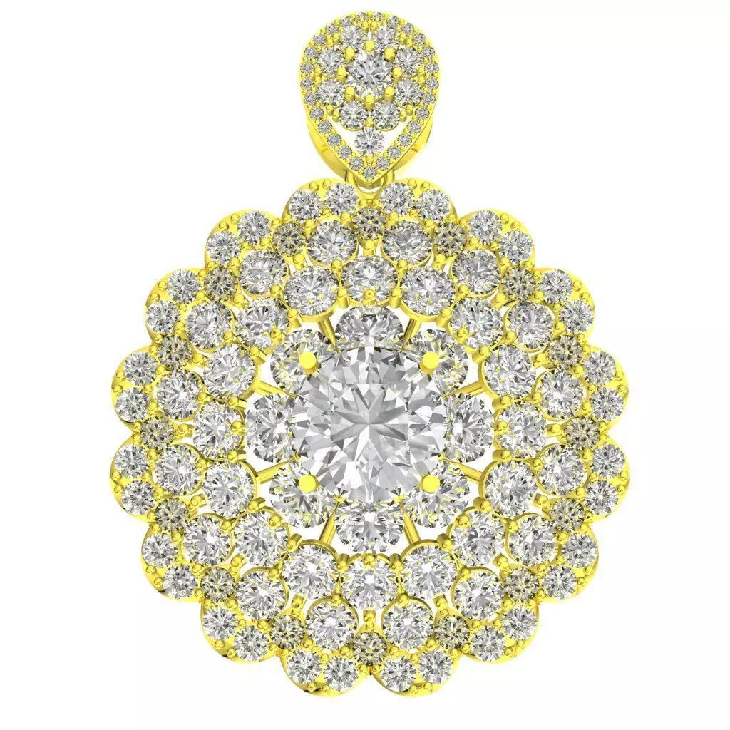 Pendant Women Round Halo Diamond Jewelry 3D Model 165a 3D print model